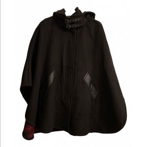 Coach Black Wool plaid Hoodie Cape size M/L